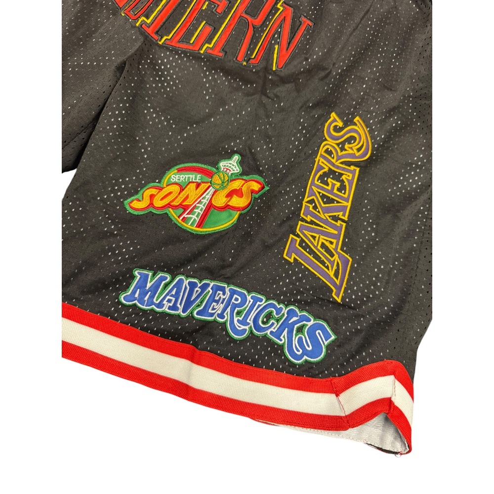 Just Don NBA Basketball Shorts Mens XXL Black New Western Conference Mesh Patch - Picture 2 of 11